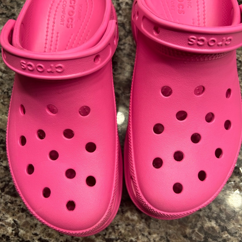 Pink platform Crocs size 9 Women’s